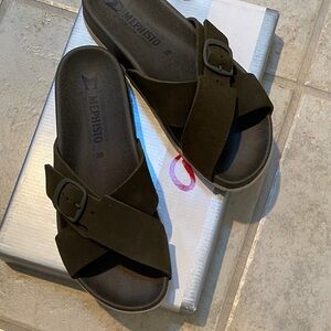 Mephisto Olive Suede Slide Sandals NEW Never worn!